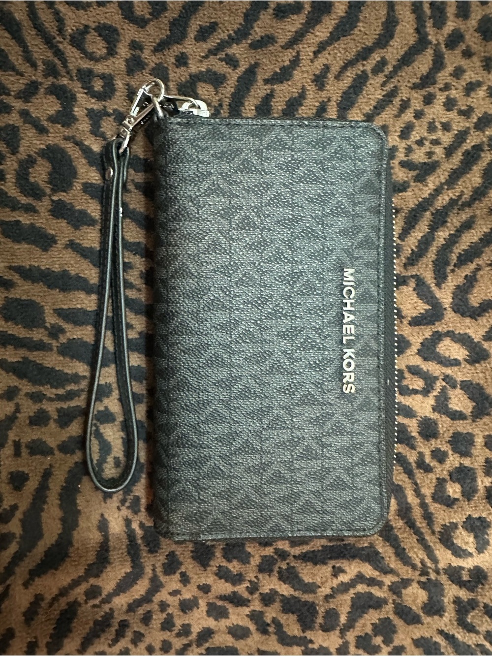 Michael Kors Black Signature Zip Wristlet with Removable Strap